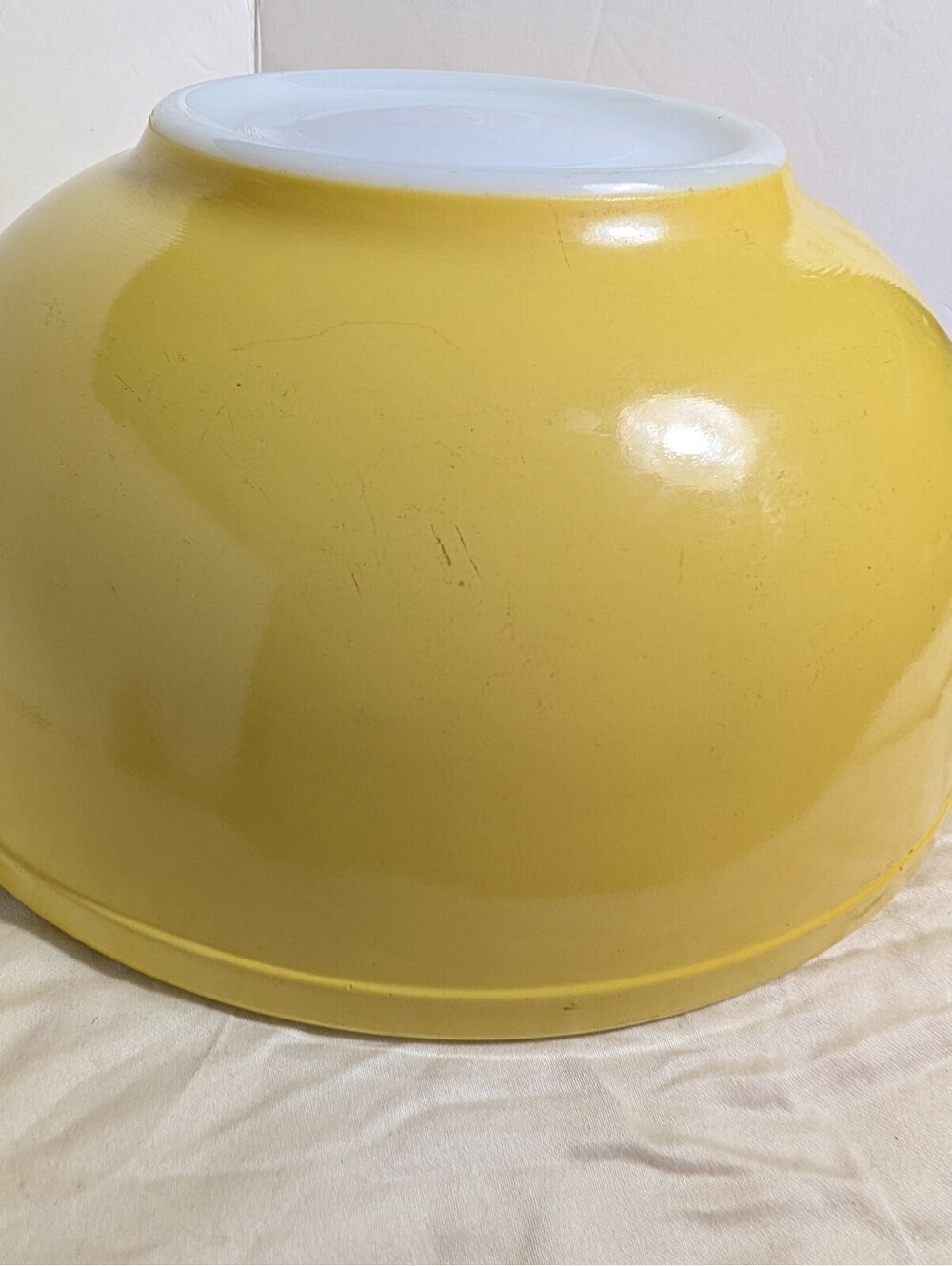 Vintage Pyrex Yellow Mixing Bowl Pre 1950s Made in USA Stamp No Number Stamp